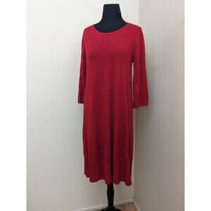 J Jill Women's Red Knit Midi Sweater Dress Size M